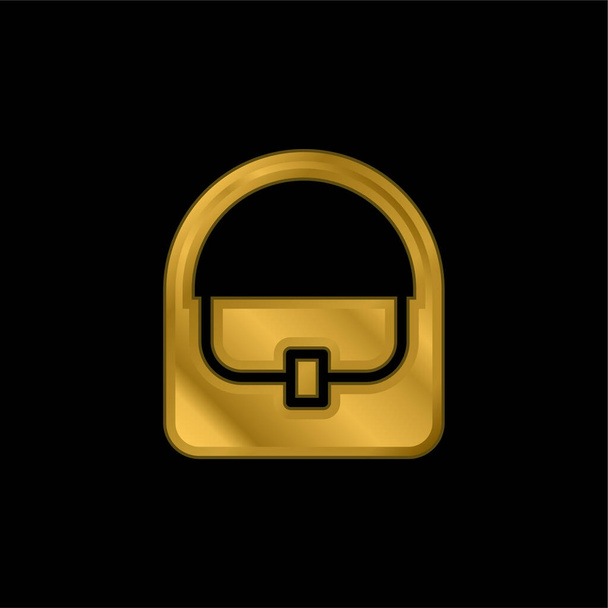 Bolsa con bloqueo chapado en oro icono metálico o logotipo vector - Vector, Imagen