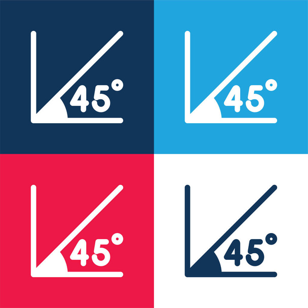 Angle kék és piros négy szín minimális ikon készlet - Vektor, kép