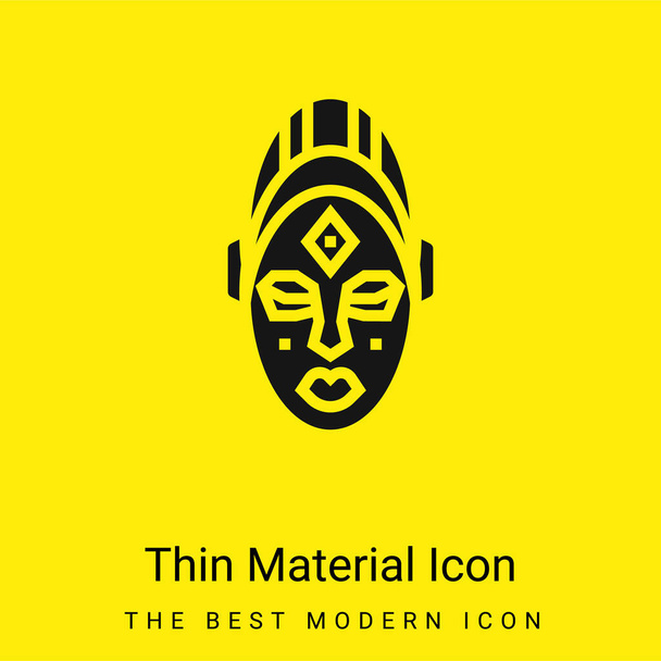 Máscara africana mínimo icono de material amarillo brillante - Vector, Imagen
