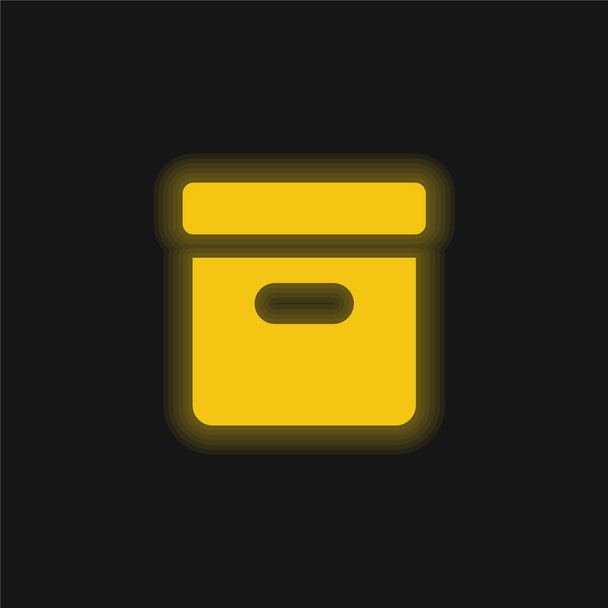 Boîte jaune brillant icône néon - Vecteur, image