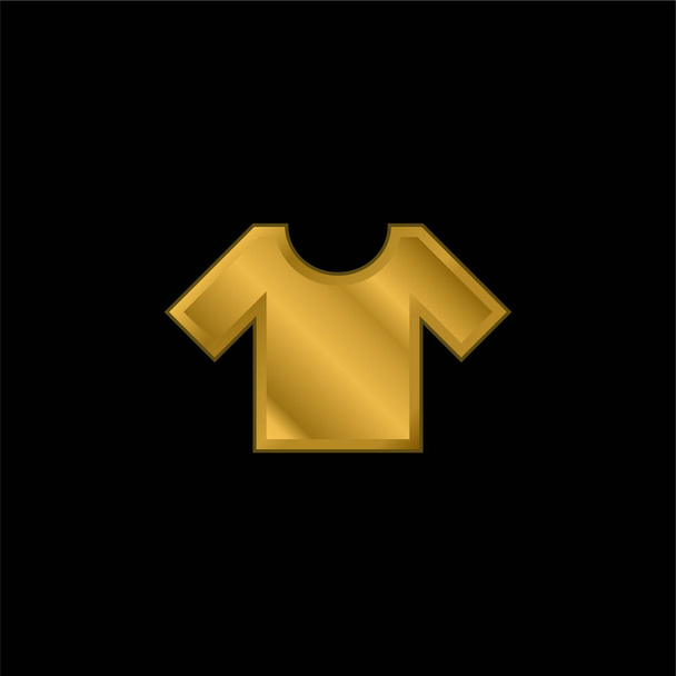 Basic T Shirt gold plated metalic icon or logo vector - Vector, Image