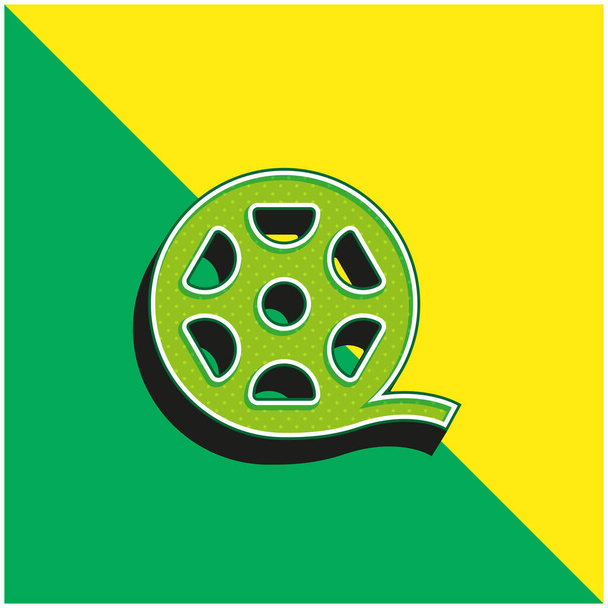 Big Film Roll Verde e amarelo moderno logotipo vetor 3d ícone - Vetor, Imagem
