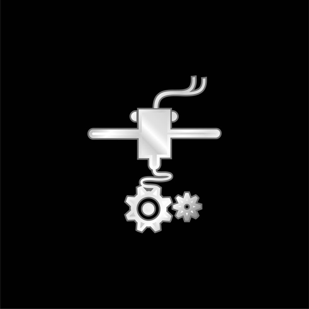 Ustawienia drukarki 3d Symbol posrebrzanej ikony metalicznej - Wektor, obraz