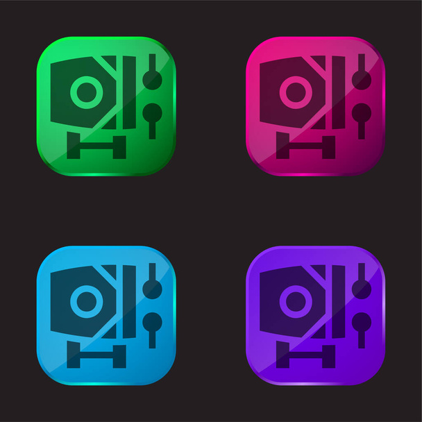Bedug icono de botón de cristal de cuatro colores - Vector, Imagen