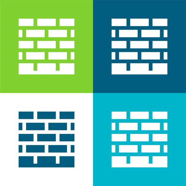 Brickwall Set icona minimale piatto a quattro colori - Vettoriali, immagini