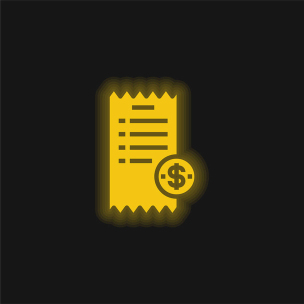 Bill żółty świecący neon ikona - Wektor, obraz