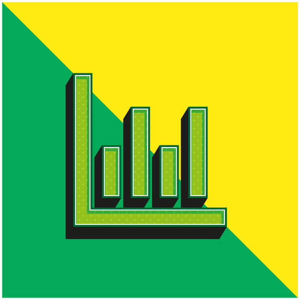 Gráfico de barras verde y amarillo moderno vector 3d icono del logotipo - Vector, imagen