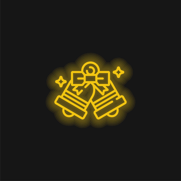 Kellot keltainen hehkuva neon kuvake - Vektori, kuva