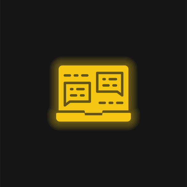 Analityka żółta świecąca ikona neonu - Wektor, obraz