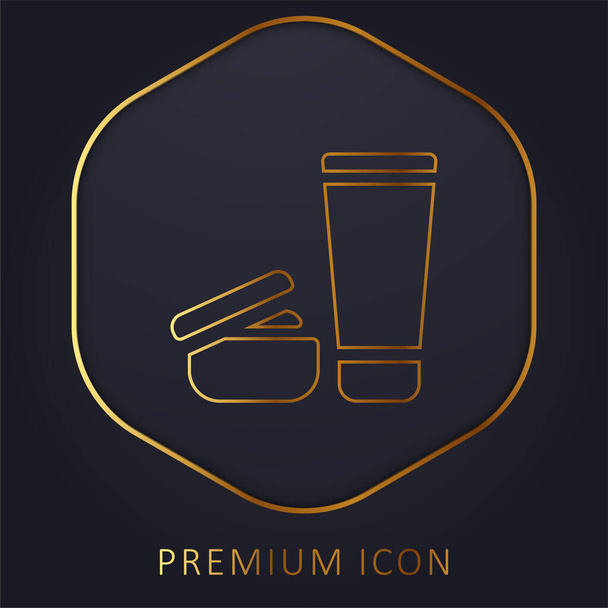 Краса Продукція Золота лінія преміум логотип або значок
 - Вектор, зображення