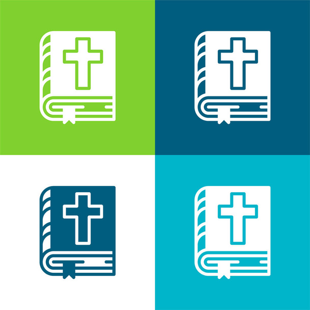 Bible Ensemble d'icônes minimal plat quatre couleurs - Vecteur, image