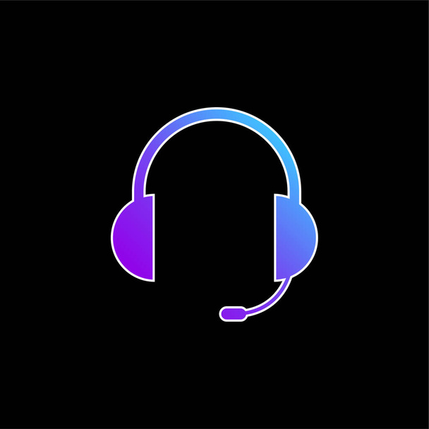 Audio Headset Of Auriculars With Microphone Included blue gradient vector icon - Vector, Image