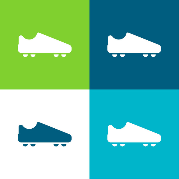 Американський футбол Чорний черевик Плаский 4-кольоровий мінімальний набір іконки - Вектор, зображення