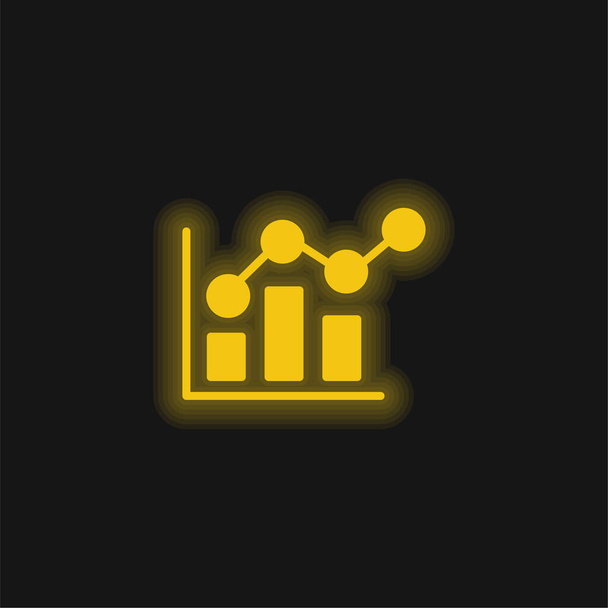 Bar Chart yellow glowing neon icon - Vector, Image