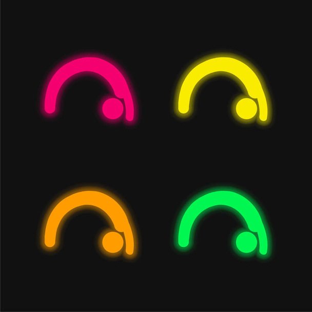 バックベンド4色の輝くネオンベクトルアイコン - ベクター画像