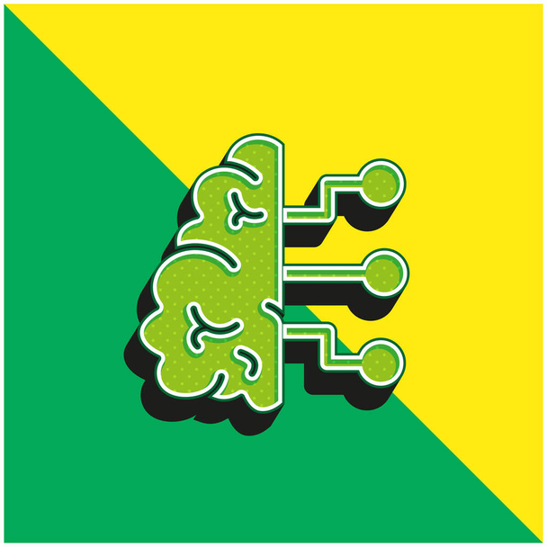 AI Zöld és sárga modern 3D vektor ikon logó - Vektor, kép