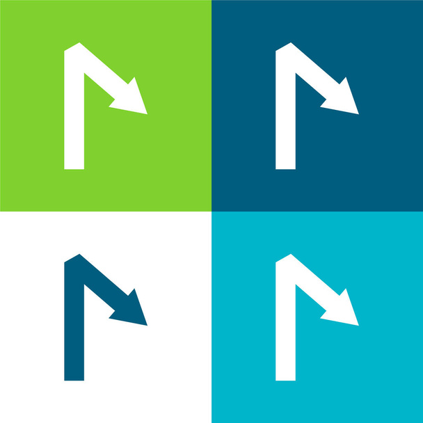 Лінія стрілки Символ стрілки з кутом чотирикольоровий мінімальний іконний набір - Вектор, зображення