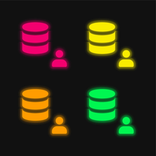 Admin quattro colori incandescente icona vettoriale al neon - Vettoriali, immagini