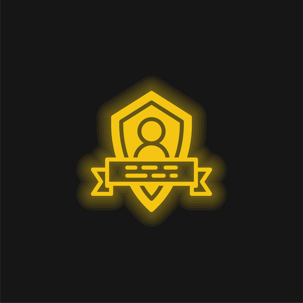 Badges yellow glowing neon icon - Vector, Image