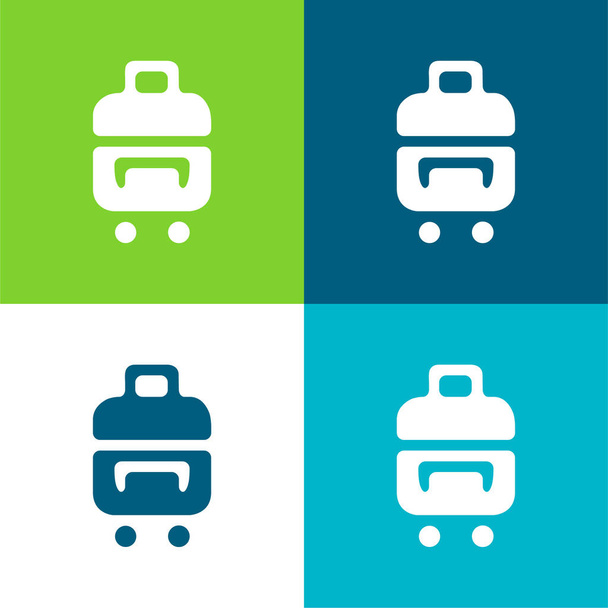 Bag Stroller Flat vier kleuren minimale pictogram set - Vector, afbeelding