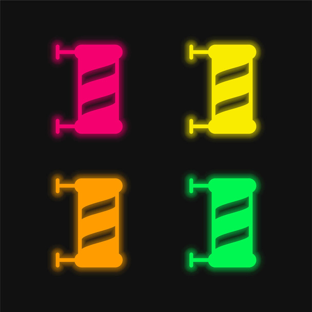 Barber neljä väriä hehkuva neon vektori kuvake - Vektori, kuva