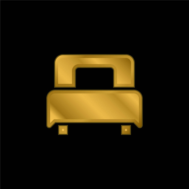 Cama chapado en oro icono metálico o logo vector - Vector, Imagen