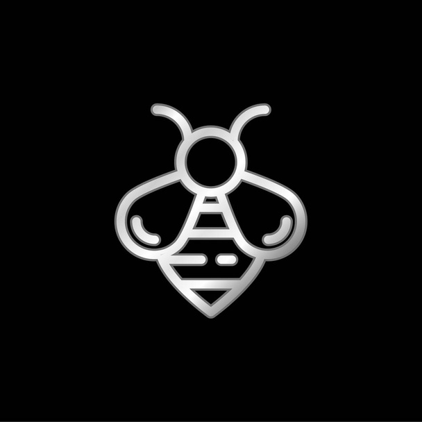 Včelí stříbrná metalická ikona - Vektor, obrázek