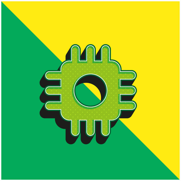 Grote Processor Groen en geel modern 3D vector icoon logo - Vector, afbeelding