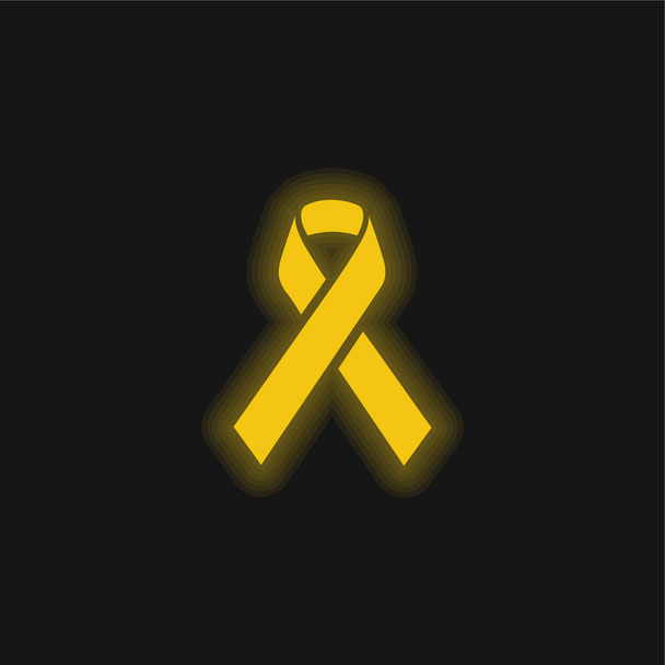 Awareness Ribbon gelb leuchtendes Neon-Symbol - Vektor, Bild