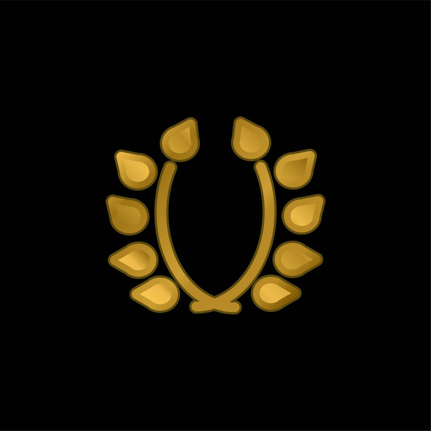 Ramas con hojas ornamento chapado en oro icono metálico o logo vector - Vector, imagen