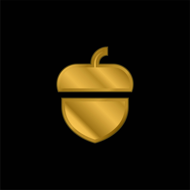 Acorn banhado a ouro ícone metálico ou vetor logotipo - Vetor, Imagem