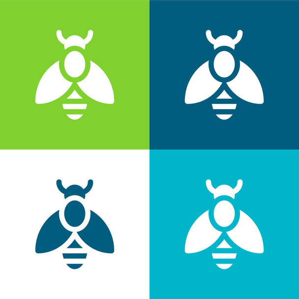 Bee Flat négy szín minimális ikon készlet - Vektor, kép