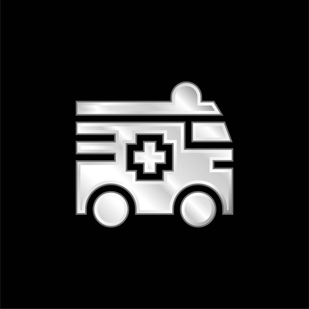 Krankenwagen versilbert Metallic-Symbol - Vektor, Bild