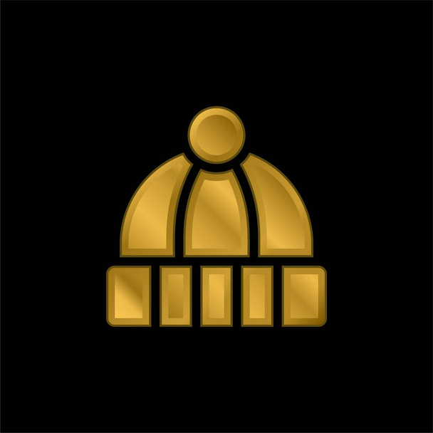 Beanie banhado a ouro ícone metálico ou vetor logotipo - Vetor, Imagem