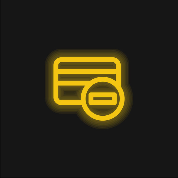 Blokkeren Credit Card geel gloeiende neon pictogram - Vector, afbeelding