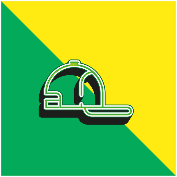 Gorra de béisbol verde y amarillo moderno vector 3d icono logotipo - Vector, Imagen