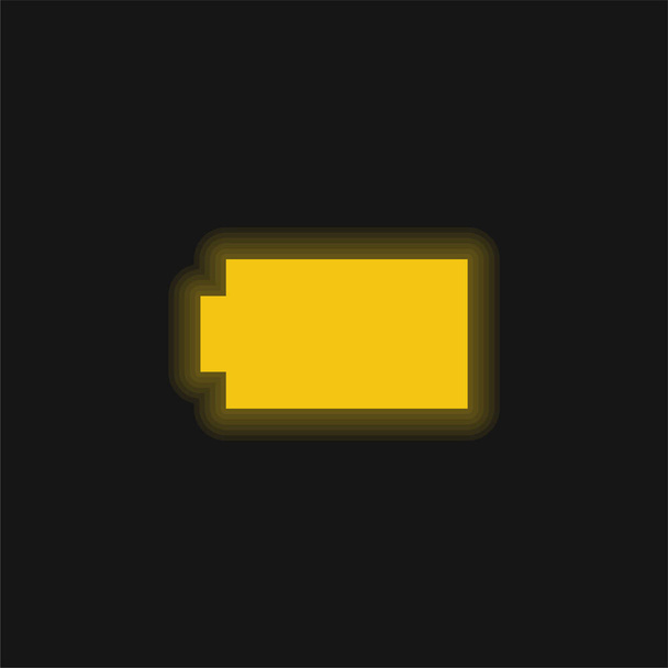 Batería Negro Silueta amarillo brillante icono de neón - Vector, Imagen