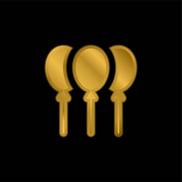 Balões banhado a ouro ícone metálico ou vetor logotipo - Vetor, Imagem