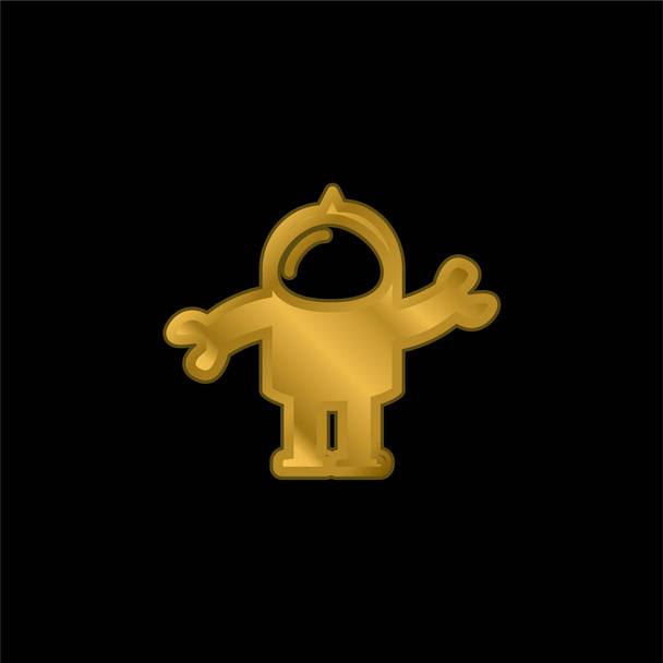 Astronaut Suit gold plated metalic icon or logo vector - Vector, Image
