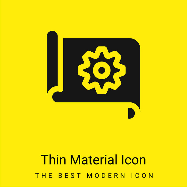 Чертеж минимальный ярко-желтый значок материала - Вектор,изображение