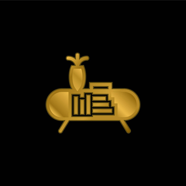 Книжкова полиця золотиста металева іконка або вектор логотипу
 - Вектор, зображення