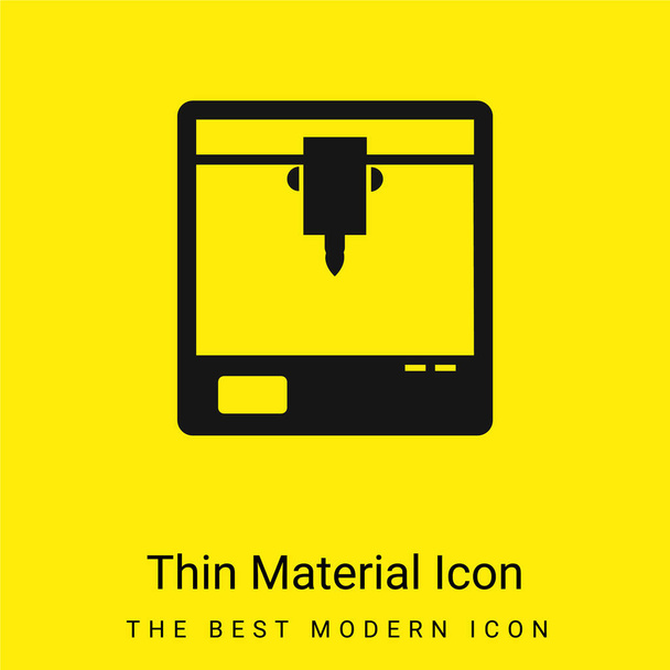 Impresora 3d Símbolo de ventana cuadrada mínimo icono de material amarillo brillante - Vector, imagen