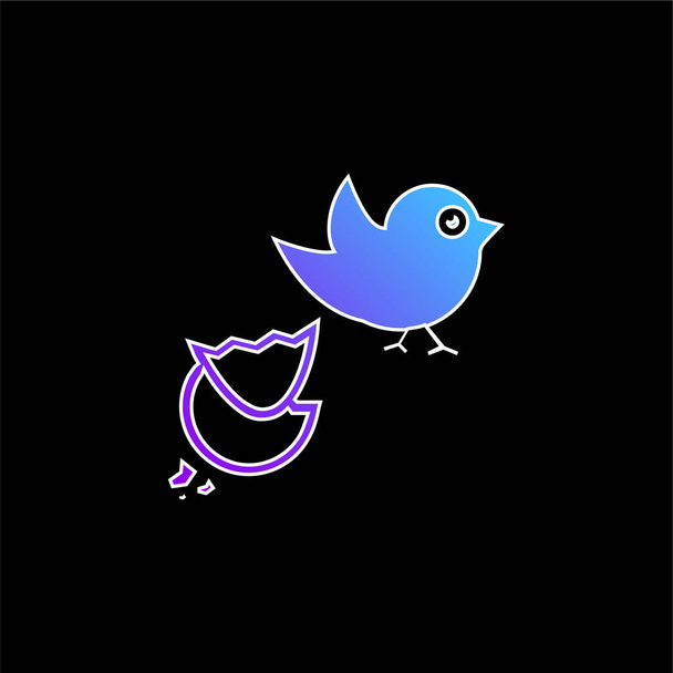 Pássaro preto e ovo quebrado ícone de vetor gradiente azul - Vetor, Imagem