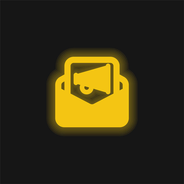 Annonces jaune brillant icône néon - Vecteur, image