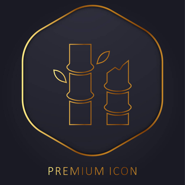 Bambou ligne d'or logo premium ou icône - Vecteur, image
