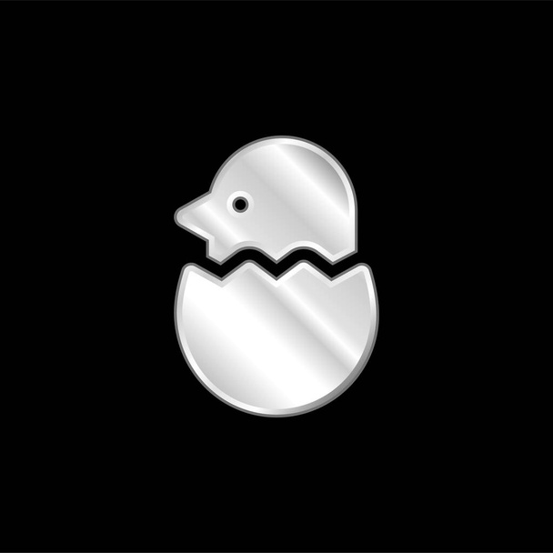Pájaro plateado icono metálico - Vector, imagen