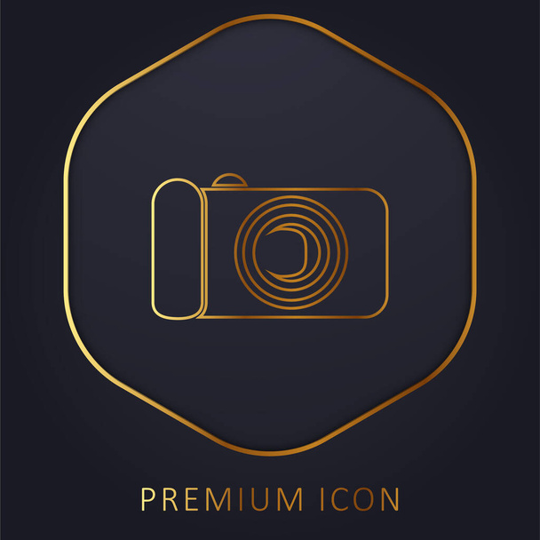 Black Digital Camera golden line premium logo or icon - Vector, Image