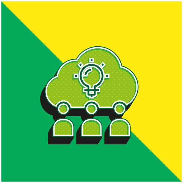 Tormenta de ideas verde y amarillo moderno vector 3d icono del logotipo - Vector, Imagen