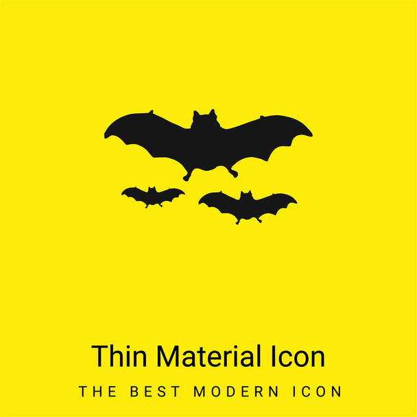 Bats voando ícone material amarelo brilhante mínimo - Vetor, Imagem