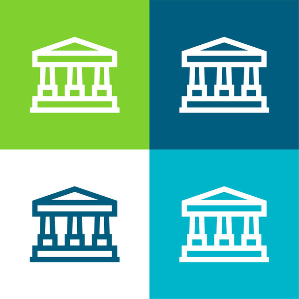 Banco Flat quatro cores conjunto de ícones mínimos - Vetor, Imagem